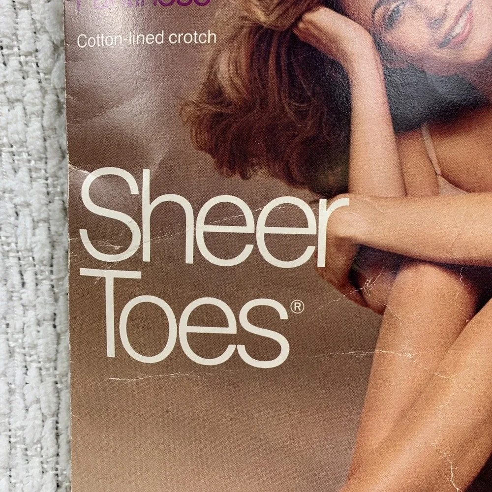 Vintage JCPenney Sheer Toes Pantyhose Size‎ Long Black 89 Long Wearing Pantihose